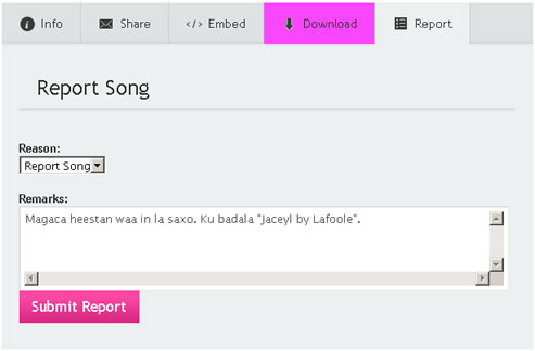 Report Song Screenshot